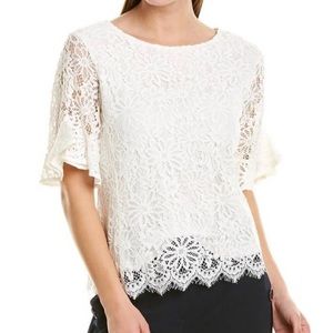 NWT Nanette Lepore Spring Fling Lace Top in Brilliant White